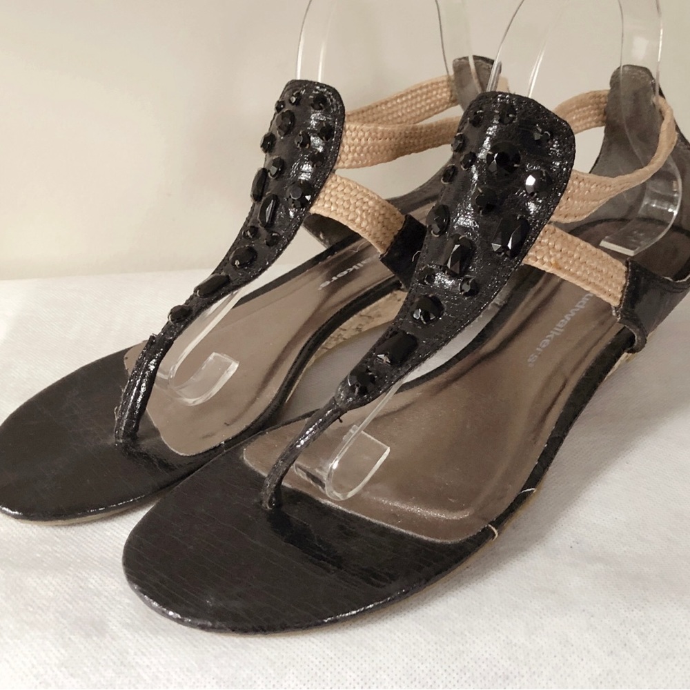 Cloud Walkers black rhinestone wedges sandals